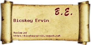 Bicskey Ervin névjegykártya